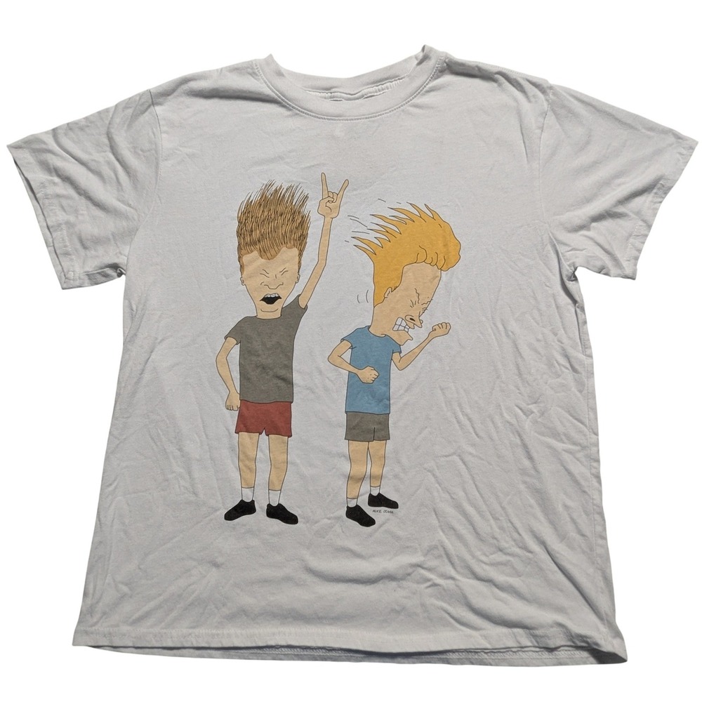Beavis and Butt-Head by Freeze T-Shirt White Large Embroidered Logo Headbanging